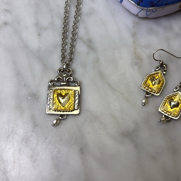 Brighton Heart Charm on Silver Necklace and Matching earrings - Picture 3 of 7